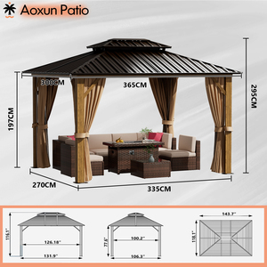 10' X 12' Hardtop Metal Grain <strong>Gazebo</strong> Double Roof Vertical <strong>Line</strong> Design PVC Aluminum Frame Arch Pergola Pavilion <strong>Gazebo</strong> Hybrid - Product Image 2