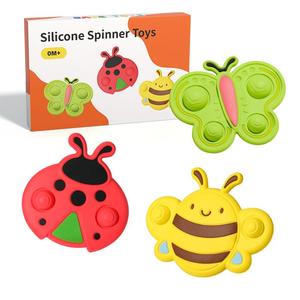 Ücretsiz Bpa 3 adet vantuz böcek silikon dönen oyun Fidget duyusal Montessori hayvan arı Ladybird iplik oyuncak yürümeye başlayan için - Product Image 1