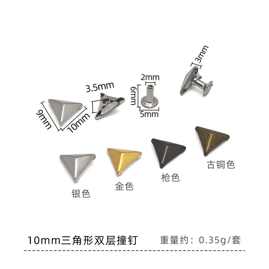 Rivet triangulaire double couche de 10 mm, manchon de rivet en fer de 5 x 6 mm