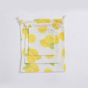 Wholesale Eco-friendly Reusable <strong>Draw</strong> <strong>String</strong> <strong>Bag</strong> Lemon <strong>Pattern</strong> Cotton Linen Drawstring <strong>Bag</strong> Gift Packaging <strong>Bag</strong> - Product Image 5