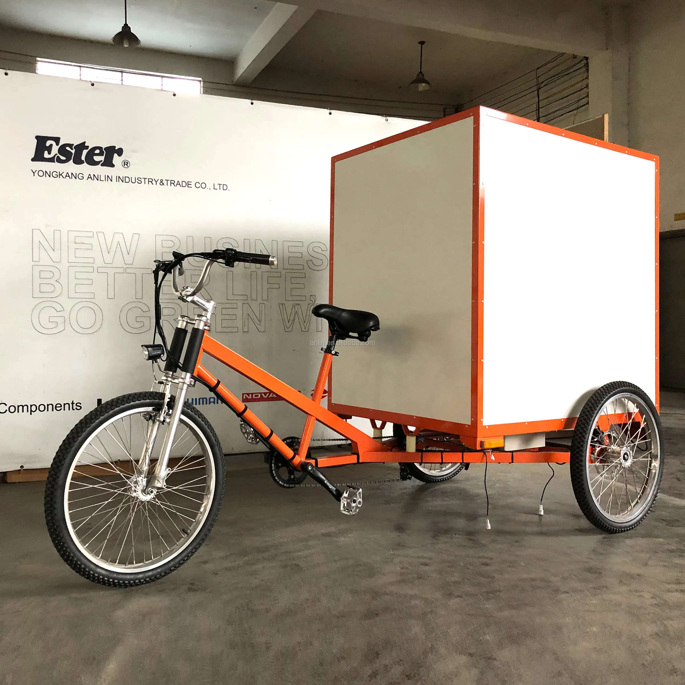 ESTER nuovo triciclo/triciclo da carico elettrico da 500W, triciclo a pedali per adulti, scatola in alluminio 120x90x12 0/150cm