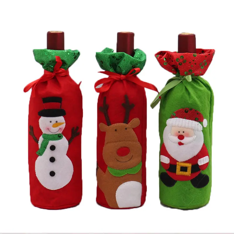 Bolsa de cubierta de Papá Noel para botella de vino tinto, accesorios de decoración navideña para el hogar, productos de Navidad