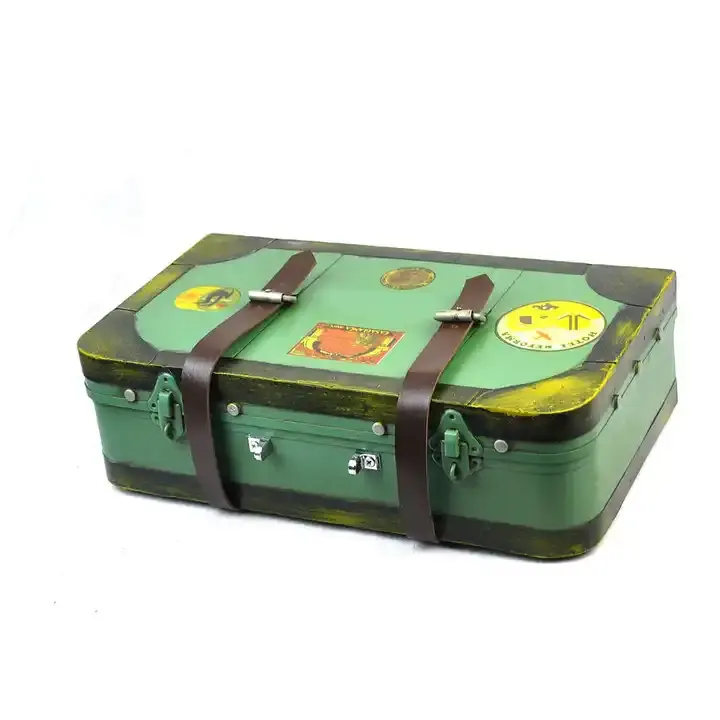 Nuevo diseño hacer viejos modelos de maleta de hierro vintage caja de almacenamiento de metal modelo artículos de decoración del hogar