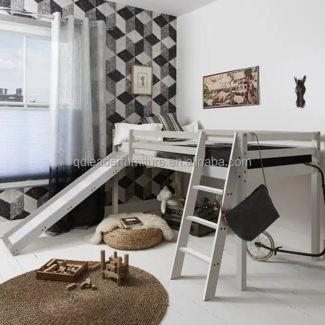 Lit mezzanine bas pour enfants Lit mi-couchette avec château et tente