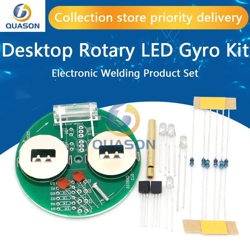 Diy kit eletrônico de soldadura giroscópio de led kit de soldagem DIY lanterna rotativa componentes em linha projeto de solda eletrônica DIY (sem bateria)