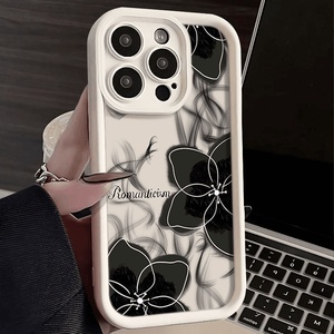 เคสโทรศัพท์ลายภาพวาดหมึกสีดำลายดอกไม้แฟชั่นสำหรับ iPhone 15 14 13 12 11 PRO MAX 14 15PLUS 12 13 XR XS MAX 7 8 PLUS - Product Image 3