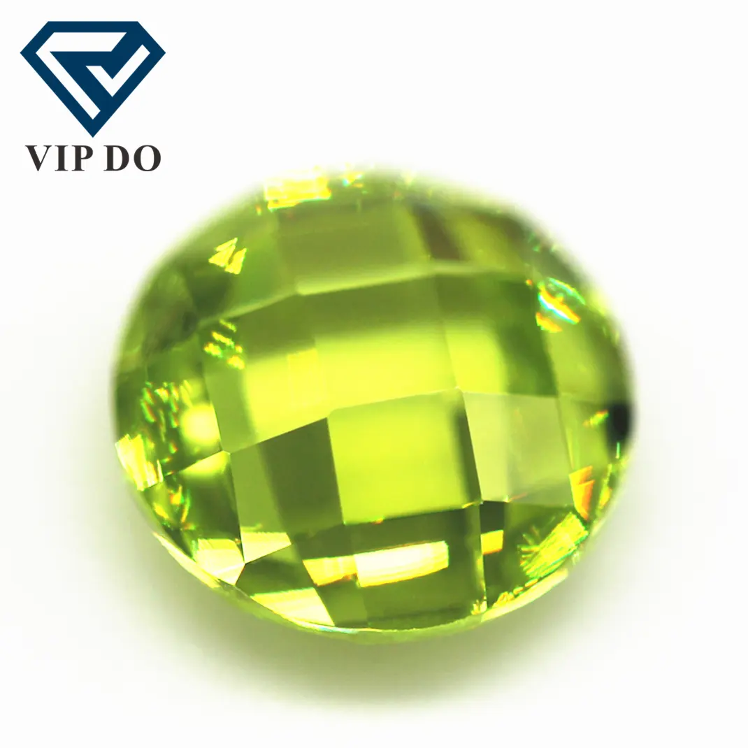 3mm-12mm round double checker board cut apple green/dark apple green 5A cubic zirconia gemme sciolte griglia sintetica cut CZ stones