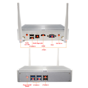 6 <strong>USB</strong> 6 COM 3 HD Mini Industry PC with Intel Core i7-10750H Supports <strong>GPIO</strong> Port &amp; up <strong>to</strong> 64GB DDR4 New with US Plug - Product Image 3