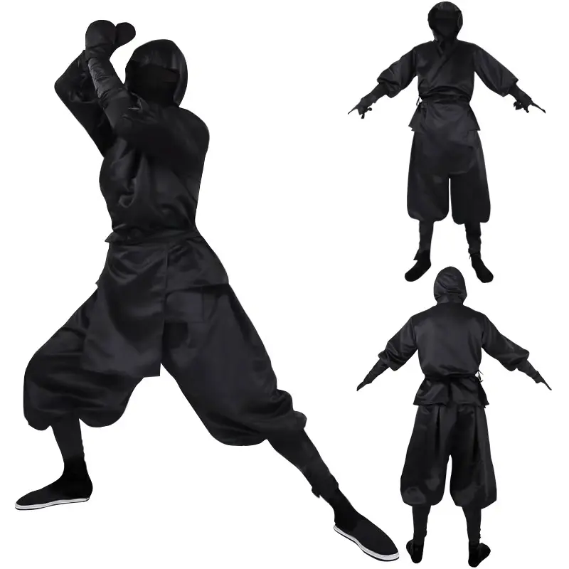 Disfraces de Halloween japonés hombres negro blanco Ninja Cosplay traje de actuación
