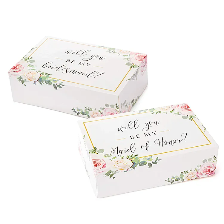 Custom Square Luxury White Cardboard Folding Storage Wedding Card Packaging Wholesale Retail High Quality Gift Wrap Box