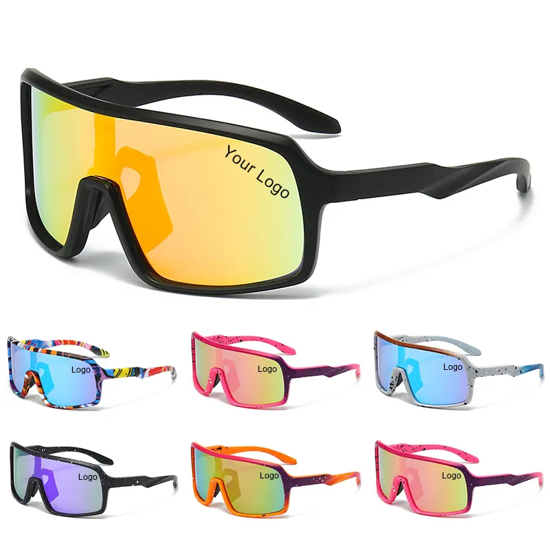 2366 Vintage logotipo personalizado UV400 gafas de sol lente rosa marco grande gafas de sol deportivas ciclismo gafas de sol 2023