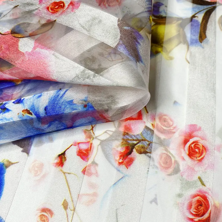 Дизайнерская прозрачная ткань из органзы для юбки с цветочным принтом