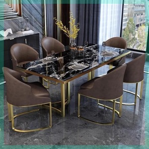 Juego de comedor de mármol italiano, mesa Rectangular de lujo ligera, estilo Simple moderno para casas pequeñas, uso de salón de diseño de Hong Kong de gama alta - Product Image 5