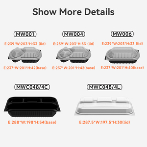 Thịt Nướng hộp với rõ ràng Pet nắp và PP dùng một lần hộp đựng thức ăn dưới rãnh BPA miễn phí với oz và ml phép đo 48oz 86oz - Product Image 4