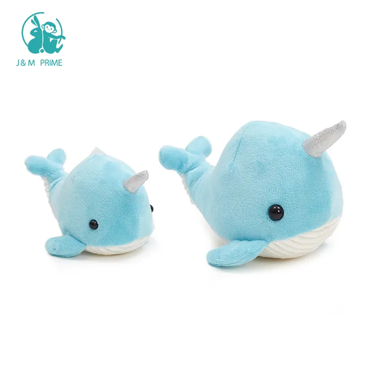 Cartoon Soft Little Blue Whale peluche animali marini farciti cuscino Narwhal bambole adorabili