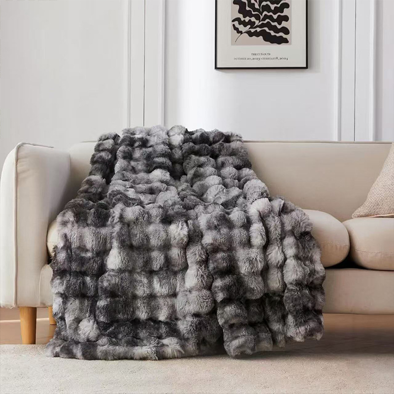Fur blanket tie-dye - Ink-black dark gray