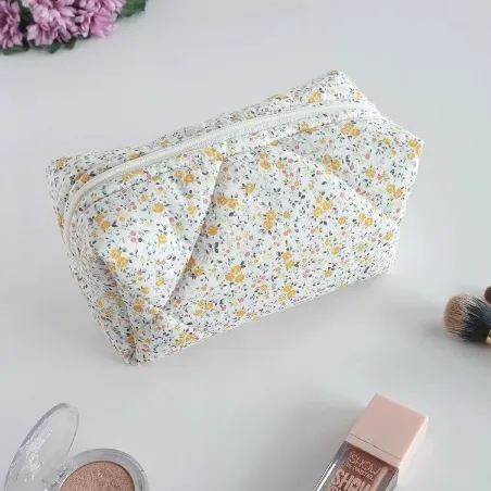小さな生地の化粧品メイクアップバッグかわいい財布コインポーチミニコットンフローラルオーガナイザーバッグ女性用バッグ