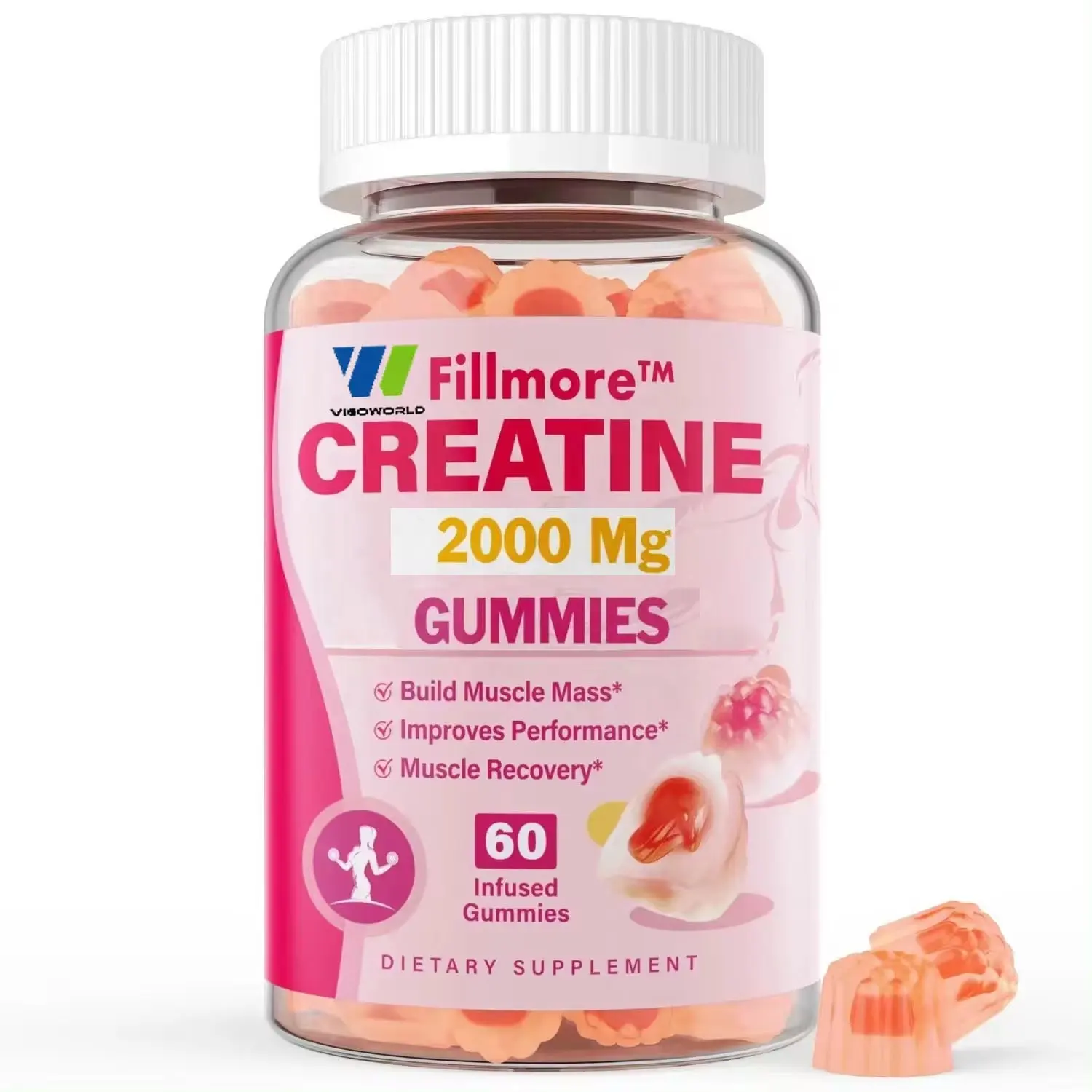 Özel etiket merkezi dolu kreatin monohidrat Gummies Vitamin-erkekler ve kadınlar için Tablet formunda zenginleştirilmiş şeker