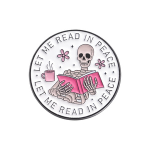 Halloween Decorative Funny Reader Badge Skull <strong>Bookish</strong> Reading Skeleton Pins