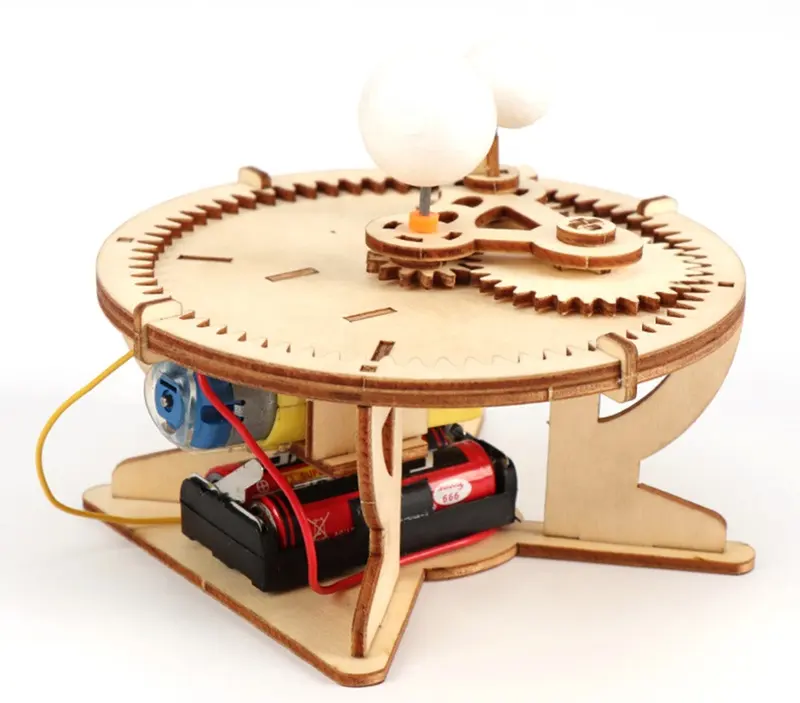 DIY Wood Toy Solar System Globe Sun Earth Moon System Model Puzzle Educational Toys for Children Science Kit