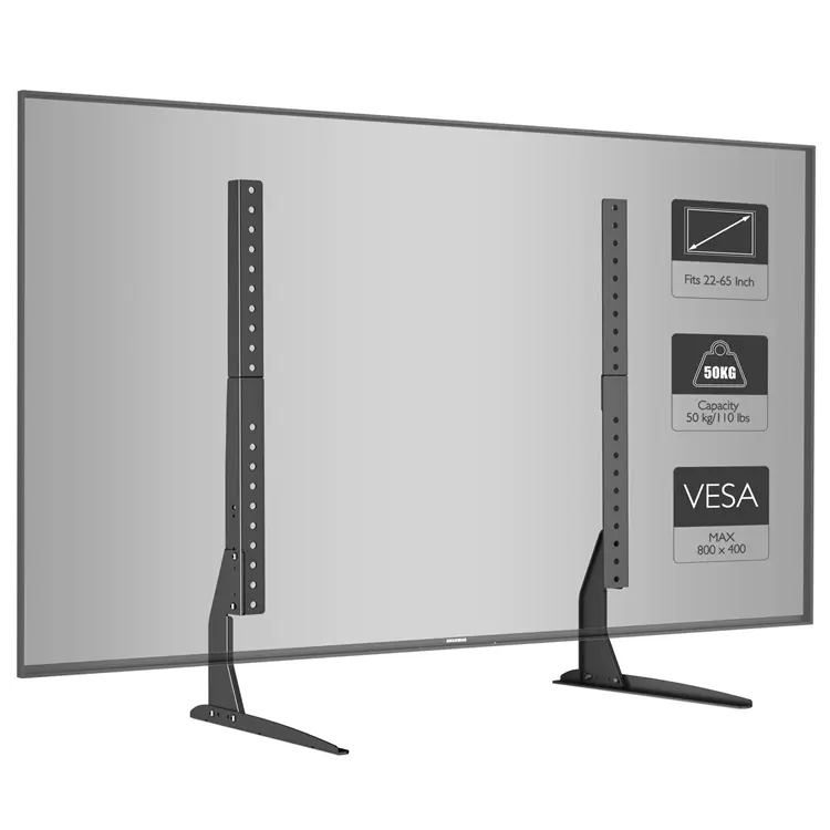 Универсальная настольная подставка для телевизора, подставка для монитора с креплением на стойку, подходит для ТВ-экранов 22-65 дюймов, надежно держит до 50 кг и макс. VESA 800x400 мм