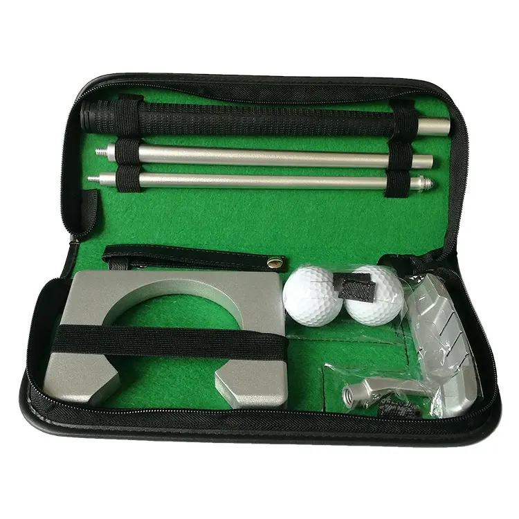 Set Perlengkapan Golf Putter Portabel Hadiah Eksekutif dengan Bola-lubang Cup untuk Perjalanan Dalam Ruangan Latihan Memukul Golf