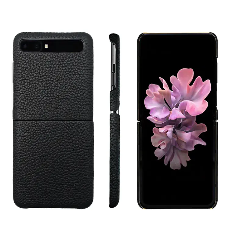 Genuine Leather Ultra Slim Shockproof Back Bumper Protective Case CoverためSamsung Galaxy Z Flip