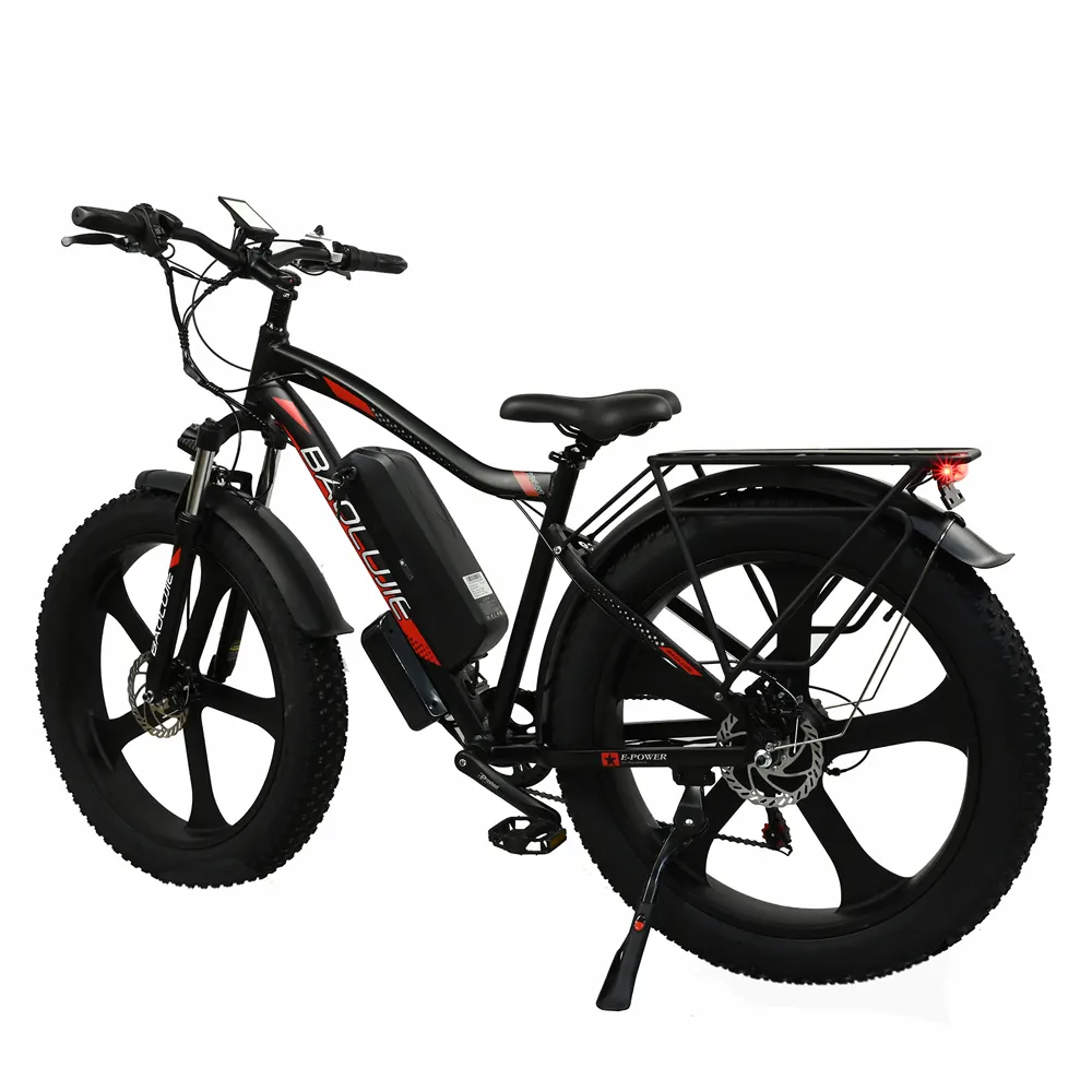 EU 스톡 팻 타이어 통합 휠 26 인치 자전거 전기 48V13Ah 500W 순양함 전기 자전거 뒷좌석이있는 도시 자전거
