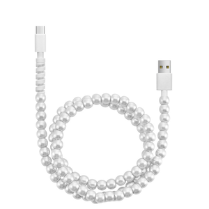 สายชาร์จ USB แบบเร็วชนิด C สีมุกสายชาร์จสุดสร้างสรรค์สายข้อมูลลูกปัด USB 1ม. สำหรับชาร์จโทรศัพท์ - Product Image 5