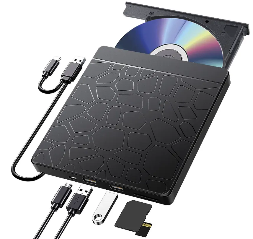 Precio de fábrica 5 en 1 Slim External USB 3,0 TpypeC DVD CD RW Writer Drive Burner Reader Player para PC portátil de alta calidad