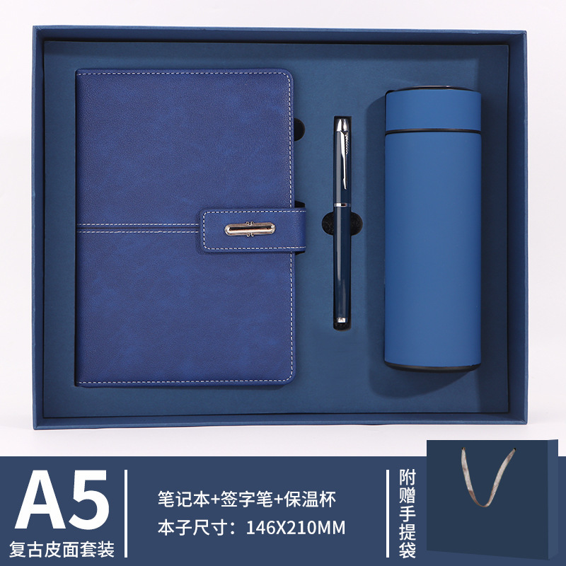 Coffret cadeau A5-bleu-thermos