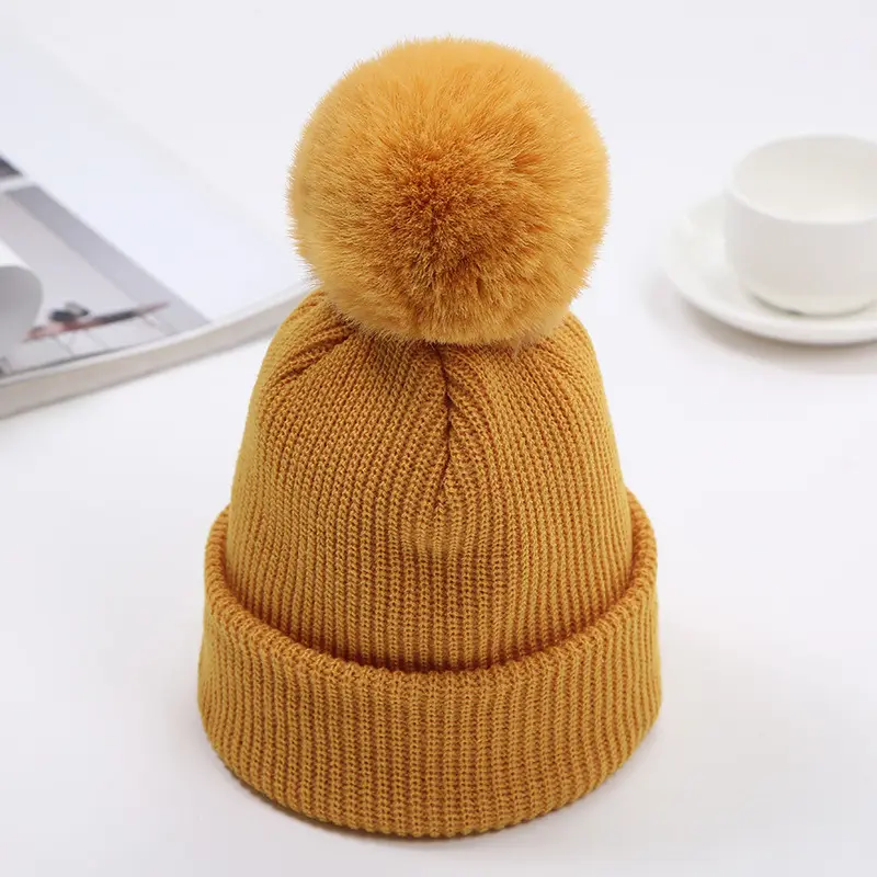 Macchina per maglieria Baby Bow Hand pompon Beanie Hat Cashmere Knit Women Babi Knit For Baby cappelli invernali per uomo