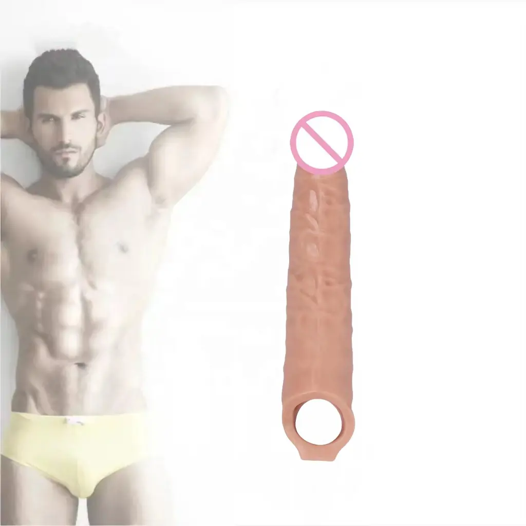 27CM Silicone Flexible Big Size Realistic Sex Toys Liquid Silicone Cock Enlargement Dildo Condom Penis Sleeve for Men