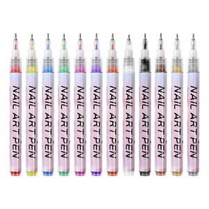 0.5mm 0.7mm Salon kalite canlı renkler 12 adet tırnak sanat kalem kiti