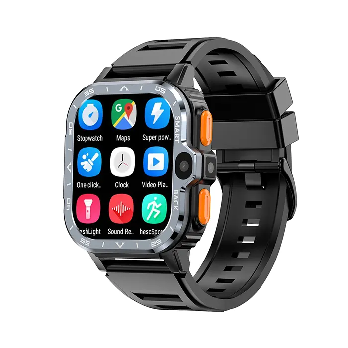 PGD Uhr 2023 4 64G 1,99 Zoll 4 core 4G Sim Karte Dual-Kamera GPS WIFI 2,4G/5G Android 8.1 Fitness Square Watch Handy