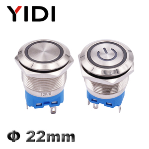 YIDI 22mm interruttore a pulsante a LED SPDT DPDT 12/24/220V impermeabile 1 no1nc 2NO2NC momentanea chiusura a pulsante in metallo - Product Image 2