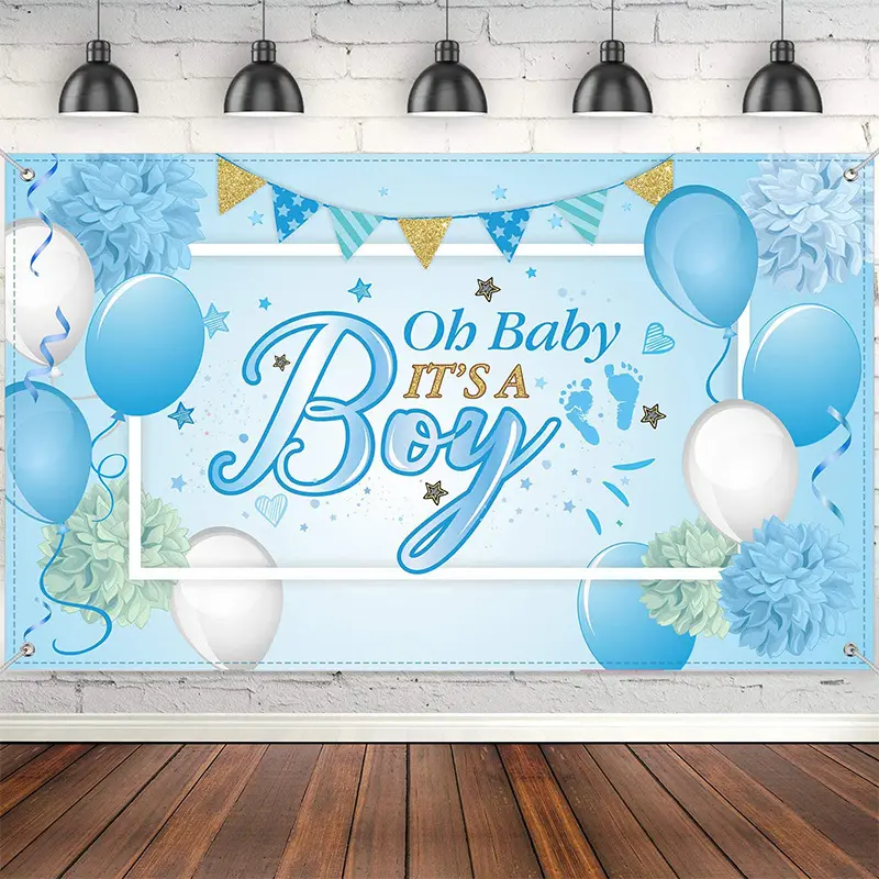 Décoration de fond de fête de bébé fond de bannière de douche de bébé adapté aux fournitures de fête de bienvenue pour les garçons