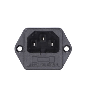 10A 250V AC Power Inlet <strong>Socket</strong> <strong>with</strong> Fuse Brass Plastic Material 2-Pin Plug for Electronics Compatible <strong>with</strong> UK US EU AU Standards - Product Image 1