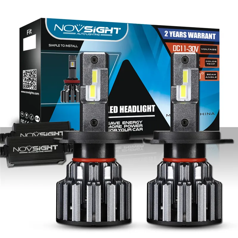 NovsightF03Ledヘッドライト電球H4H7 H11 9005 9006 15000lm 70W 6000K車の自動LEDランプNighteyeプラス自動照明システム