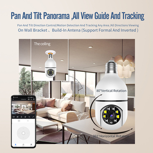 מצלמת מעקב נורה wifi <span class=keywords><strong>2.4g</strong></span> הביתה אלחוטית הגדרה גבוהה 360 מסתובב פנורמי מצלמה צבע ראיית לילה