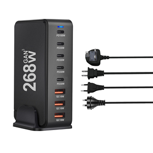 268W USBC充電器タイプCPD100WGaN急速充電USB-C USB-Aポート電話タブレットおよびラップトップ用デスクトップ充電器ステーション - Product Image 1