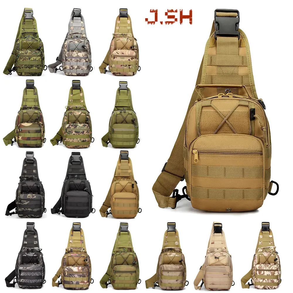 JSH motocicleta senderismo al aire libre al por mayor Crossbody Oxford Molle cintura táctica solo hombro paquete Sling Bag