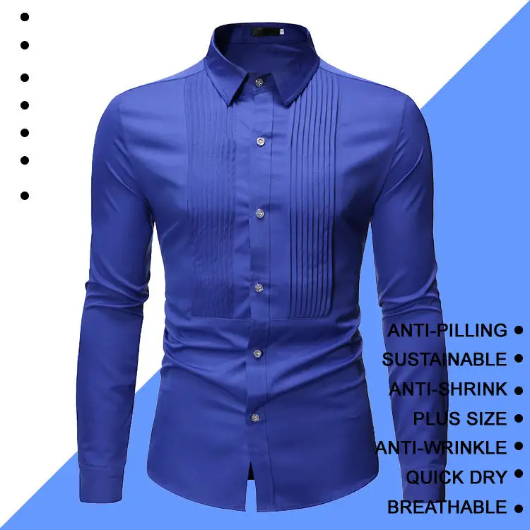 Camicia Casual da uomo in italia con etichetta personalizzata camicie da sera per feste blu Navy formali