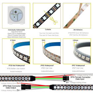 WS2812B Светодиодная лента 30/60/74/96/144 светодиодов/м черный белый PCB Индивидуально Адресуемая RGB светодиодная световая лента для декоративного освещения - Product Image 3
