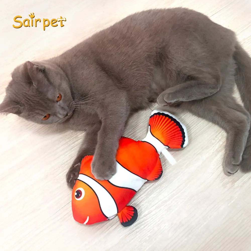 2021 pet Hot Creative Simulation Anti Bite Singing peluche Fish Catnip Pet Chew Toy Cat Game Toys electric moving fish cat toy