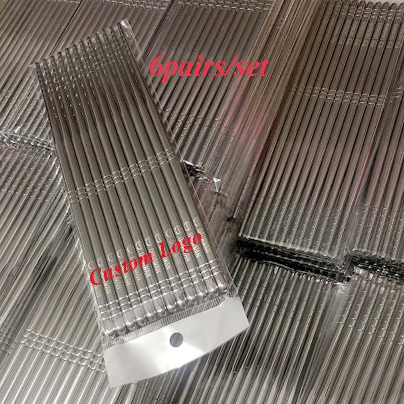 304 Metal Traditional Korean Lightweight Chopstick set gift Chinese chopsticks with logo Hot Sale Supermarket