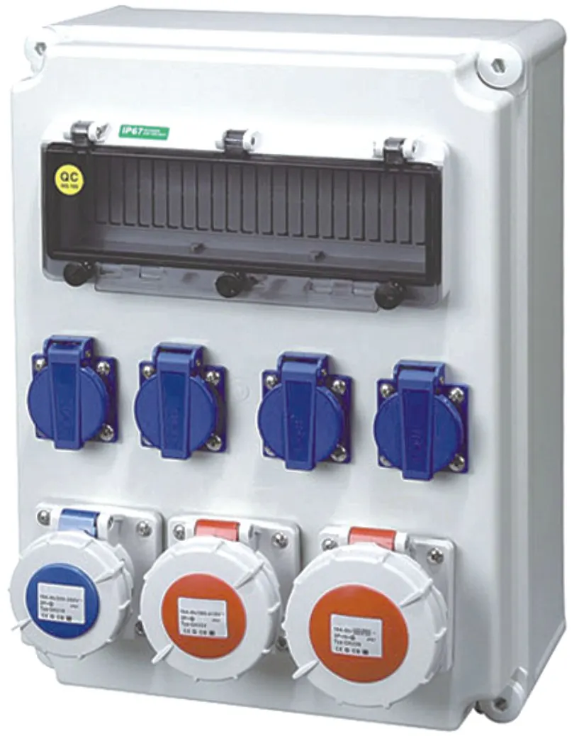 Caja de energía de combinación de enchufe Industrial, caja de distribución de panel de alimentación europeo IP67 IP44