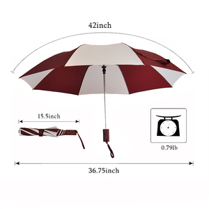 <strong>Red</strong> Wine and White Color Auto Open 2 Folding <strong>Umbrella</strong> for USA <strong>Market</strong> - Product Image 2