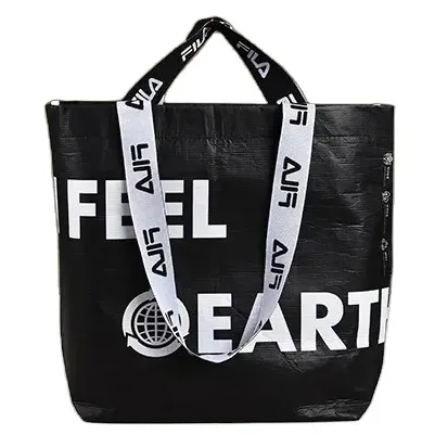 Waterproof Promotional Reusable large grocery recycled RPET laminated foldable tote shopping bag with custom logo