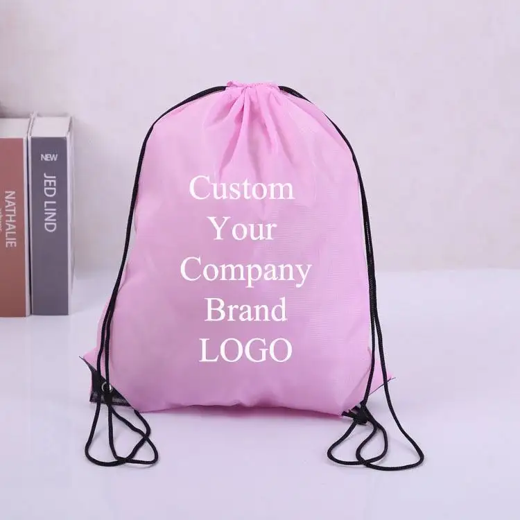 100% poliestere 420D nylon Pouch Bag coulisse borsa con coulisse personalizzata di alta qualità LOGO personalizzato stampato